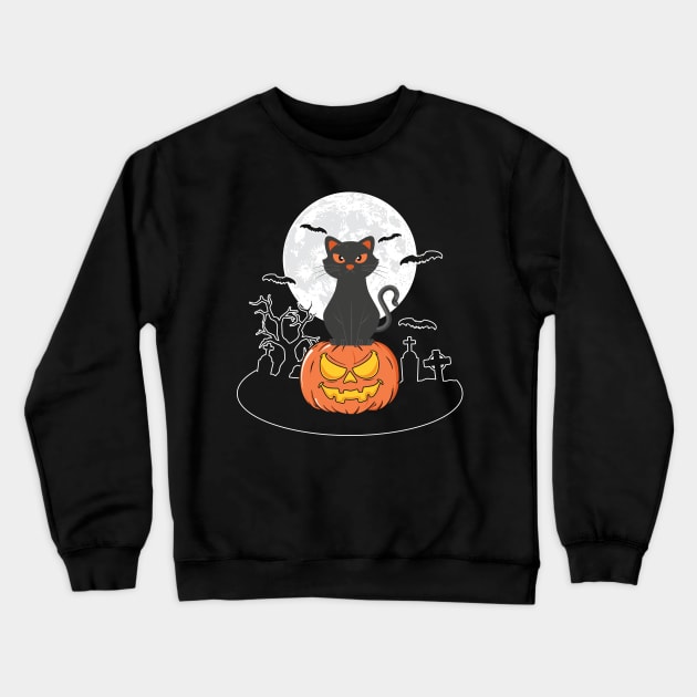 Halloween cat Crewneck Sweatshirt by MZeeDesigns